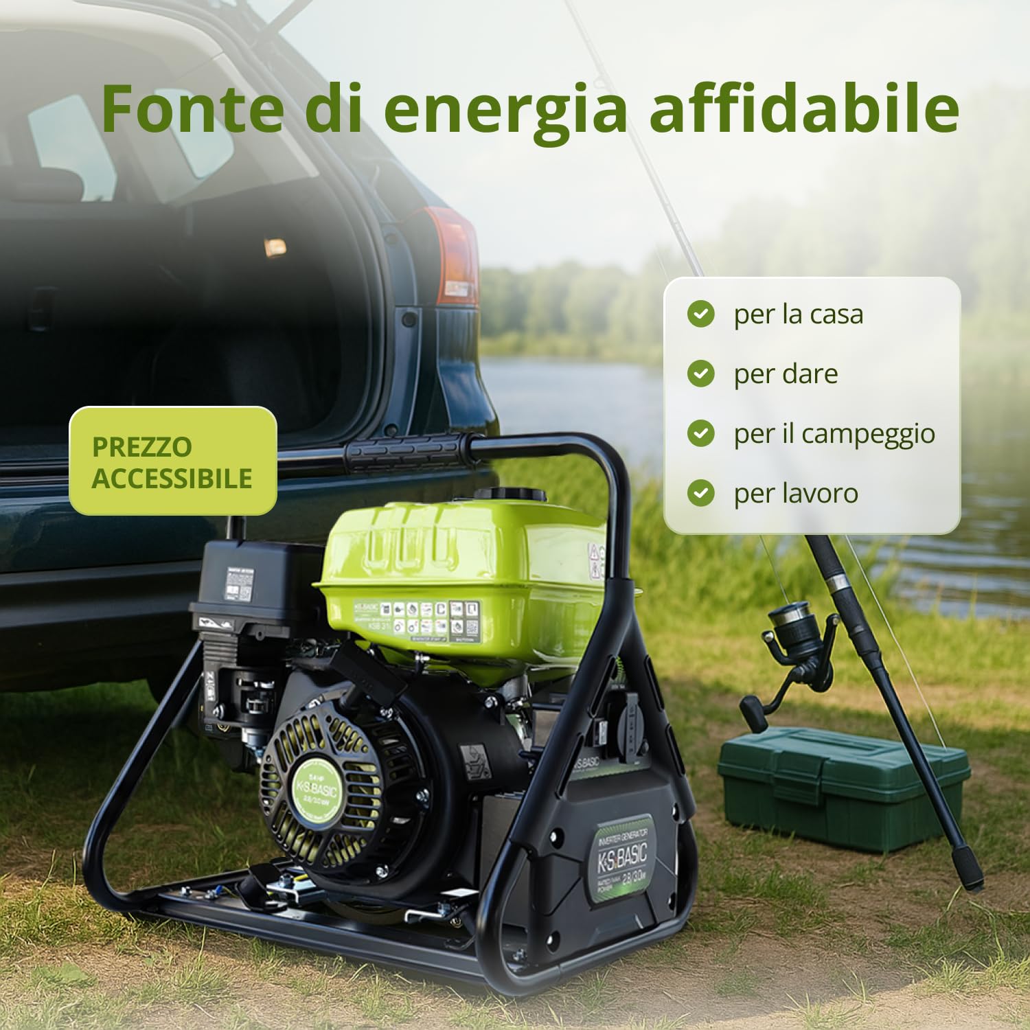 K&S Basic KSB 31i - Generatore di inverter, 3,0 kW, inverter, sicuro per dispositivi sensibili, unità di emergenza con struttura compatta, generatore di inverter con avvolgimento in rame, generatore