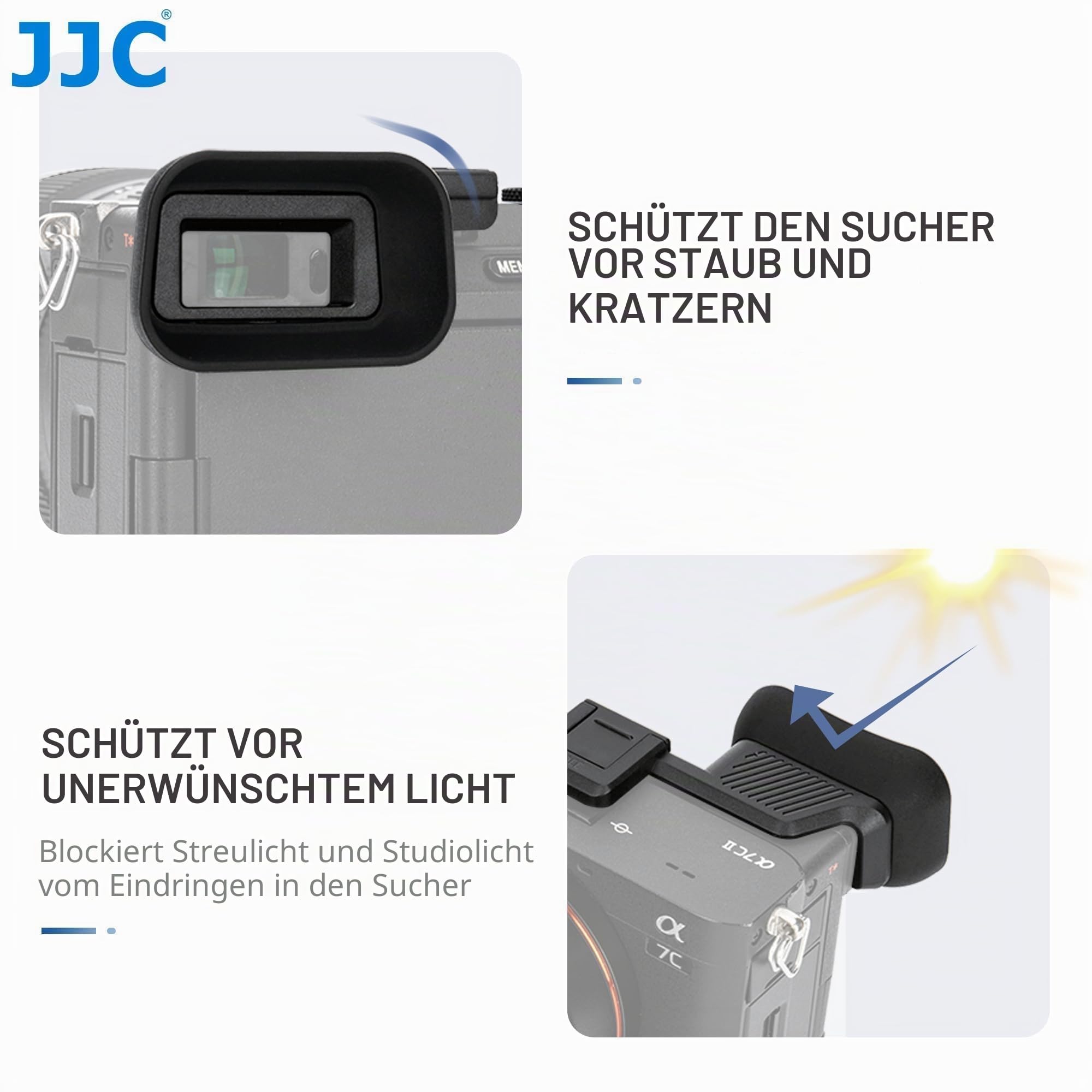 JJC Große Silikon Augenmuschel Okular mit Blitzschuhabdeckung für Sony A7CII A7CR ILCE-7CM2 ILCE-7CR (Ausgestattet und Gesichert mit Blitzschuh)