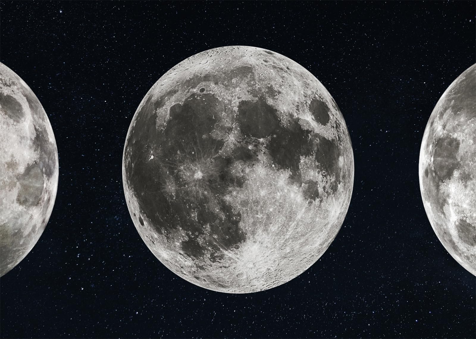 15x8FT Fasi Luna Piena su Nero Sfondo Fotografico