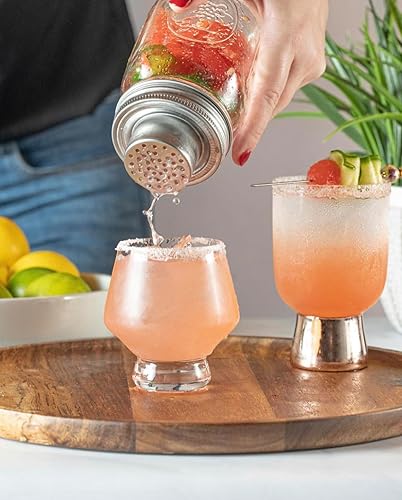 Miniatura 8 de Viski Raye - Juego de 2 vasos de cristal transparente con pies, juego de 2 vasos de cóctel sin tallo, 8 onzas