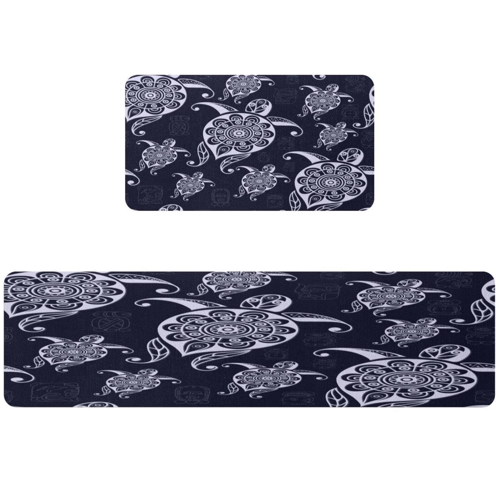 Tapis de cuisine bleu tortue lot de 2 pour éviter les glissades