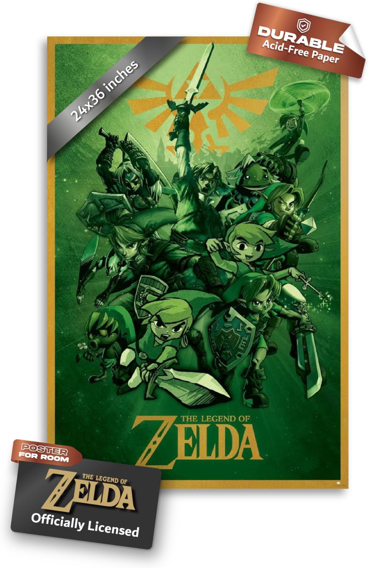 Pyramid America The Legend of Zelda 24x36 Poster Art Print Unframed Nintendo Video Game Wall Art for Bedroom Decor, Aesthetic Room Decor, Living Room & Office Wall Decor