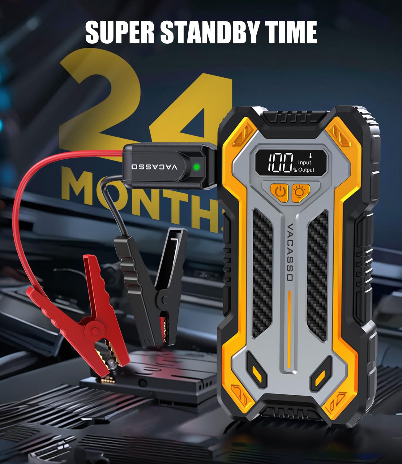 Car Jump Starter, VACASSO 5000A Car Battery Jump Starter for Up to 10L Gas and 8L Diesel Engines, 12V Portable Jumper Starter Power Pack with Booster Car Starter Jump Box, LED Light, Jumper Cable