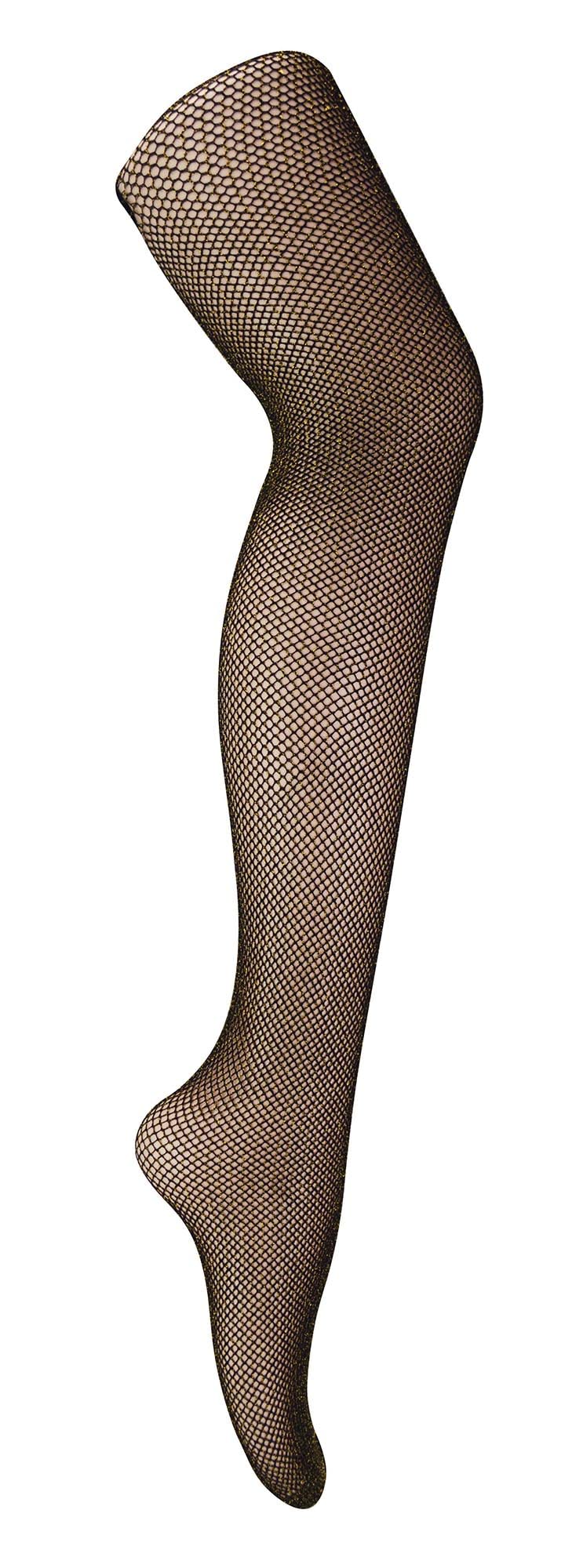 Sock Snob Women's Fishnet Tights - Glitter Effect - Gold - Size 8-10