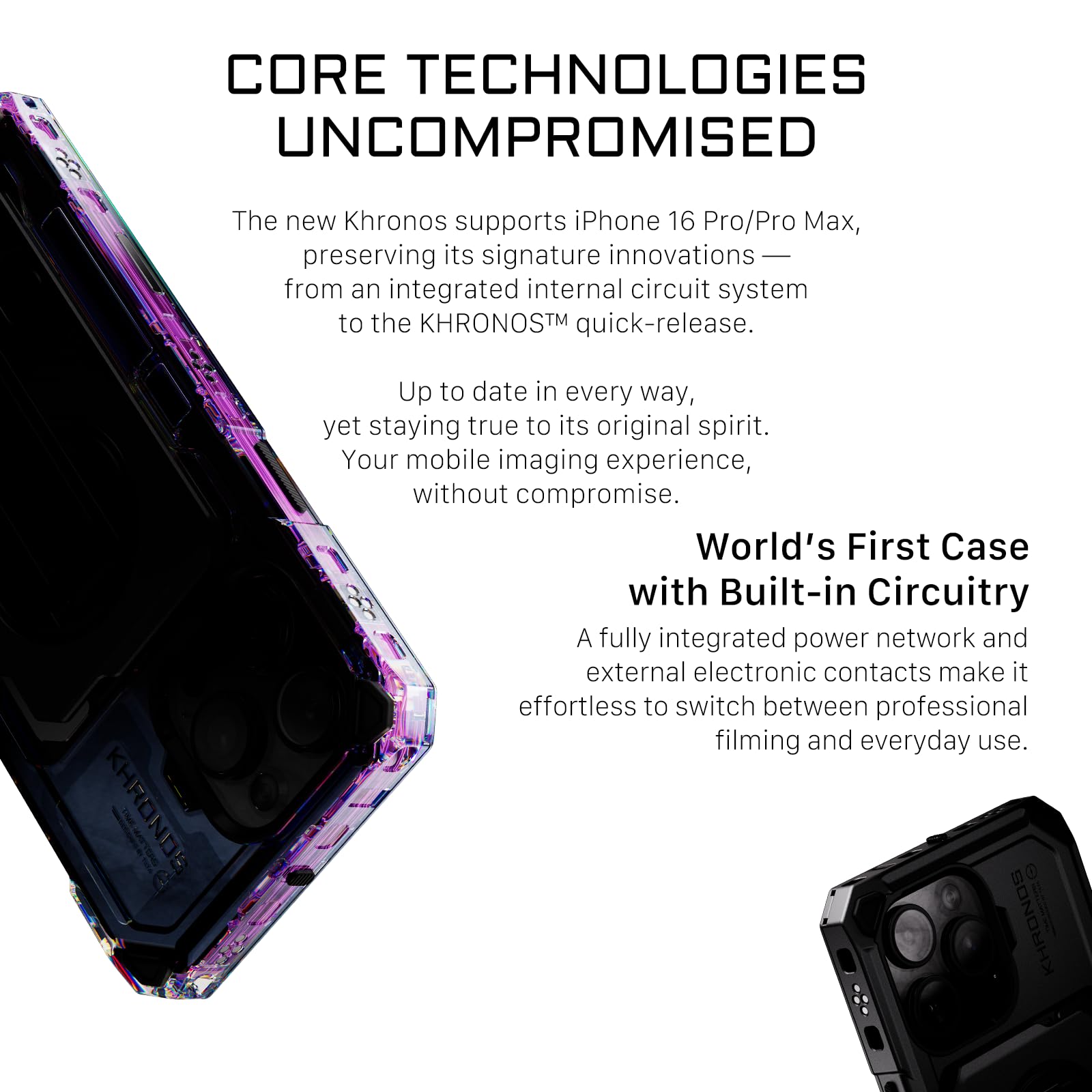 Tilta Khronos TK-IP16-PMA-SG Cage de téléphone compatible avec iPhone 16 Pro Max avec poignée Focus PD, plateau de filtre à dégagement rapide et kit portable de filtre FSND magnétique – Gris sidéral