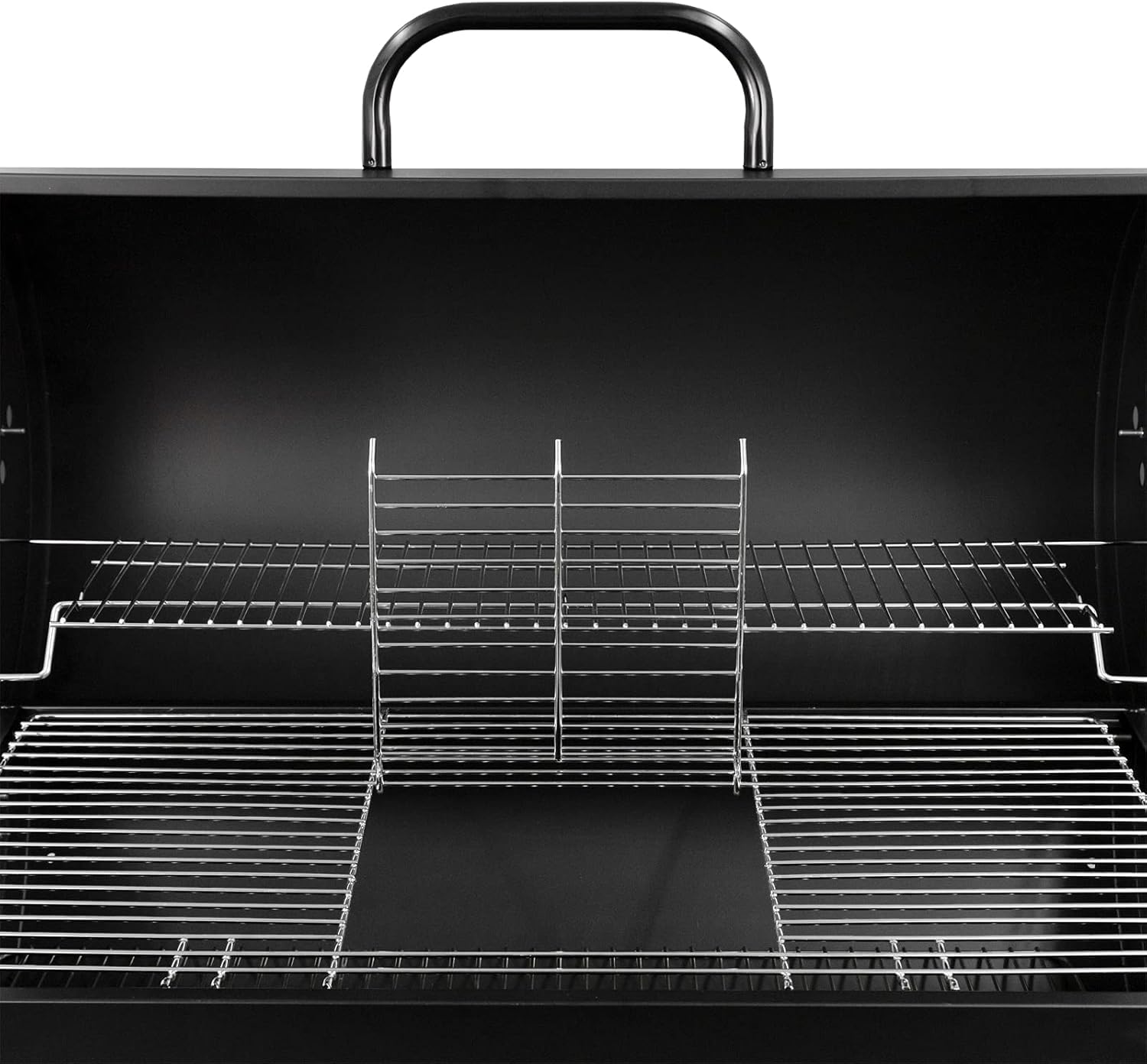 Profi Smoker Grill Holzkohle Grillwagen XL 103x110x59 cm, schwarzer BBQ Standgrill aus Stahl mit Deckel, Grillrost, Warmhalterost, Aschebehälter, Ablagen, Luftregulierung & Rädern für Garten Party