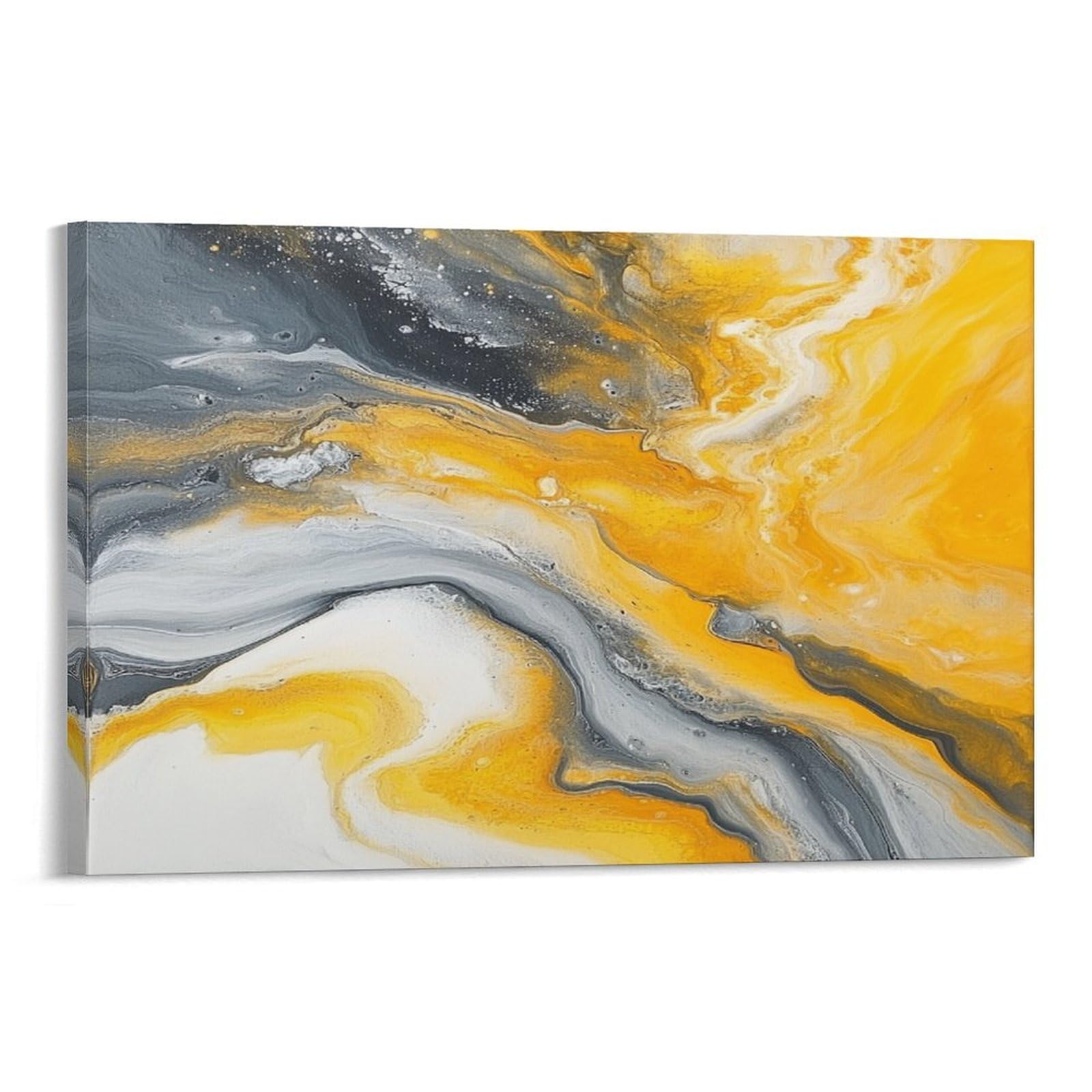 EUUMKOO Colorful Pictures Canvas Wall Art, Yellow Gray Watercolor Painting Picture Painting on Canvas, Print Poster Decoration Artwork for Home Living Room Bedroom Wall Decor Frame 24x36inch(60x90cm)
