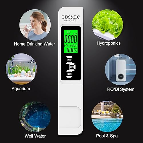 Miniatura 7 de Medidor TDS de lectura instantánea 4 en 1 más preciso hasta ahora - Mide TDS, CE y temperatura (CF) - Kit de prueba digital de agua para grifo,