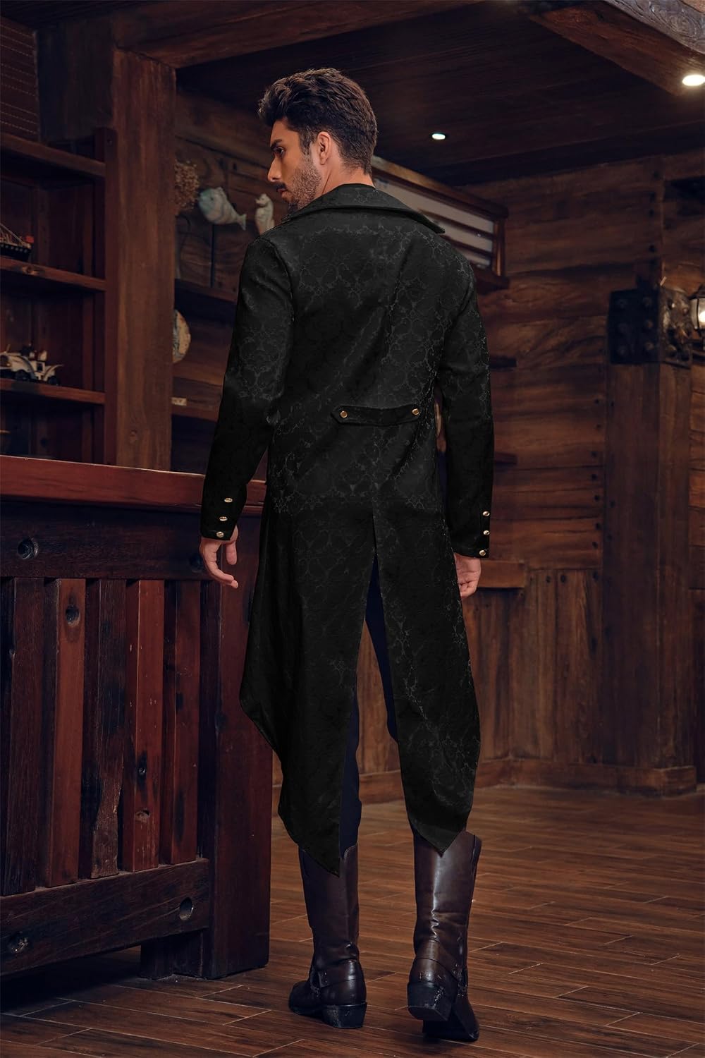 Mens Steampunk Medieval Jacket Pirate Viking Renaissance Costume Formal Tailcoat Gothic Victorian Halloween Tuxedo Coats