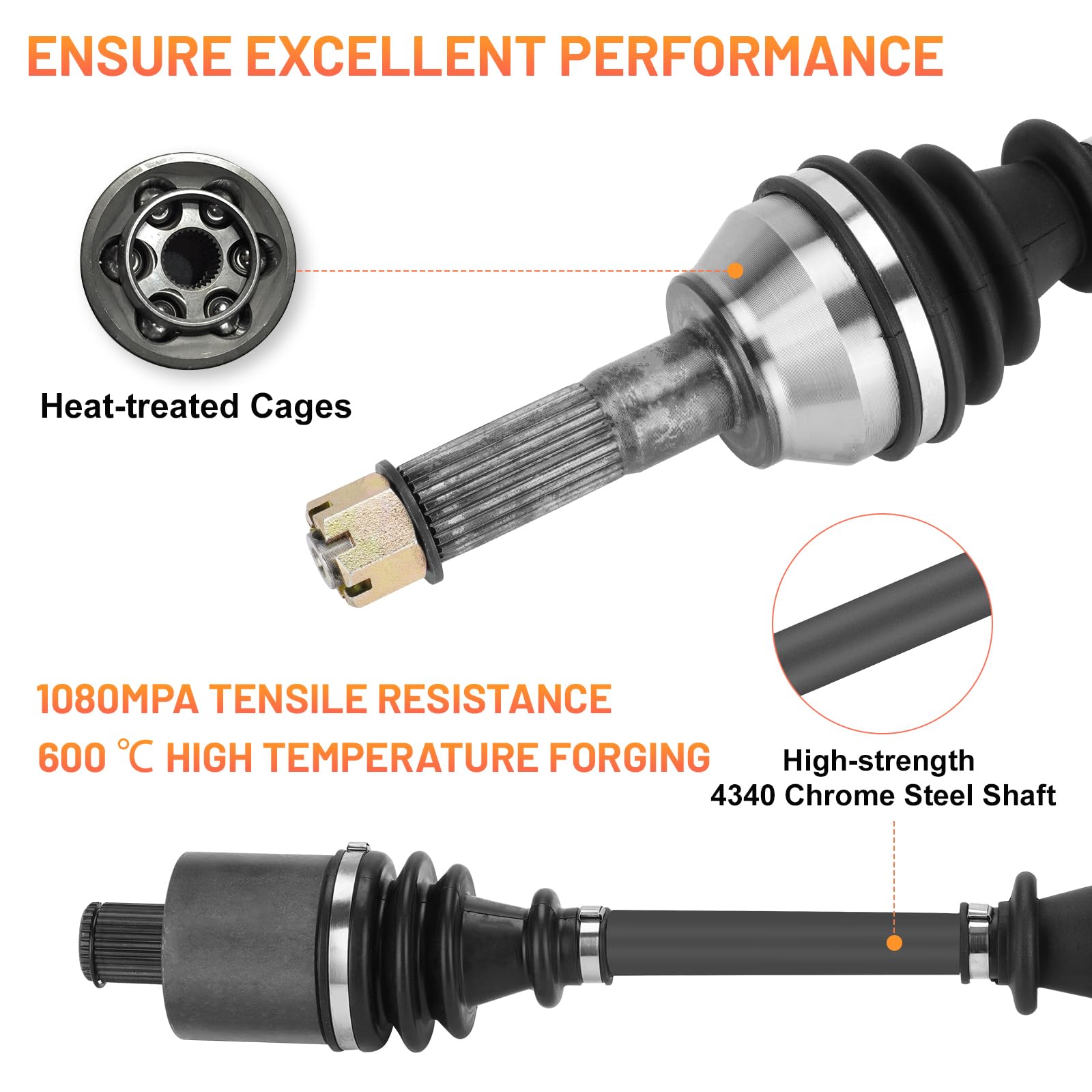 Pair Rear CV Axles For Polaris Sportsman 450 – Left & Right – Caltric 1333275 1333677
