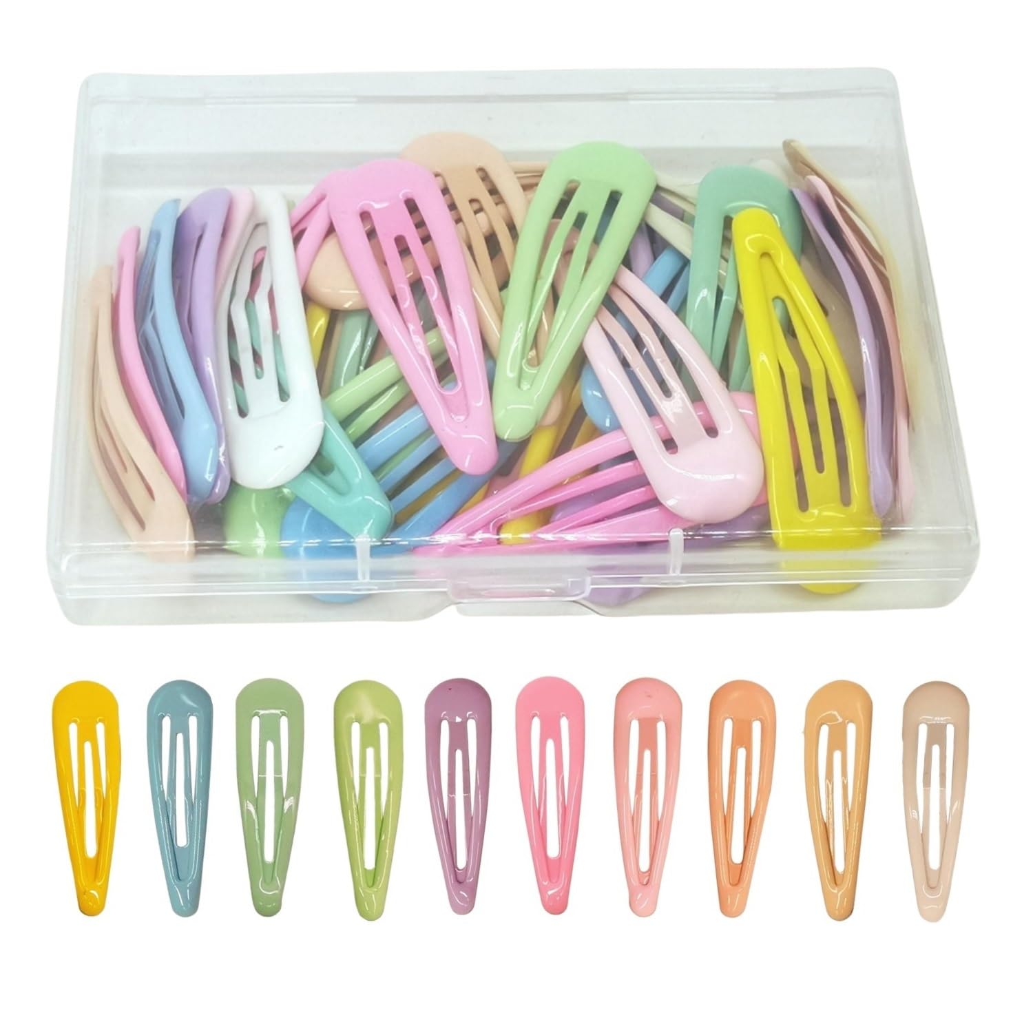 Lot de 40 barrettes à cheveux pour fille - 5 cm - Couleur bonbon - Avec boîte à clipser - Pour filles et enfants (couleur 1)