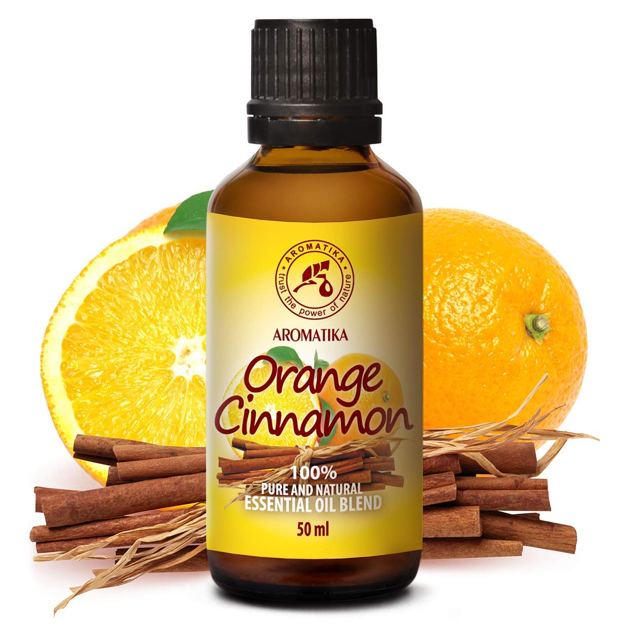 Mezcla de Aceite Esencial Canela y Naranja para Aromaterapia - Difusor - Lámpara Aromática - 50ml - Cinnamomum Zeylanicum - Citrus Sinensis