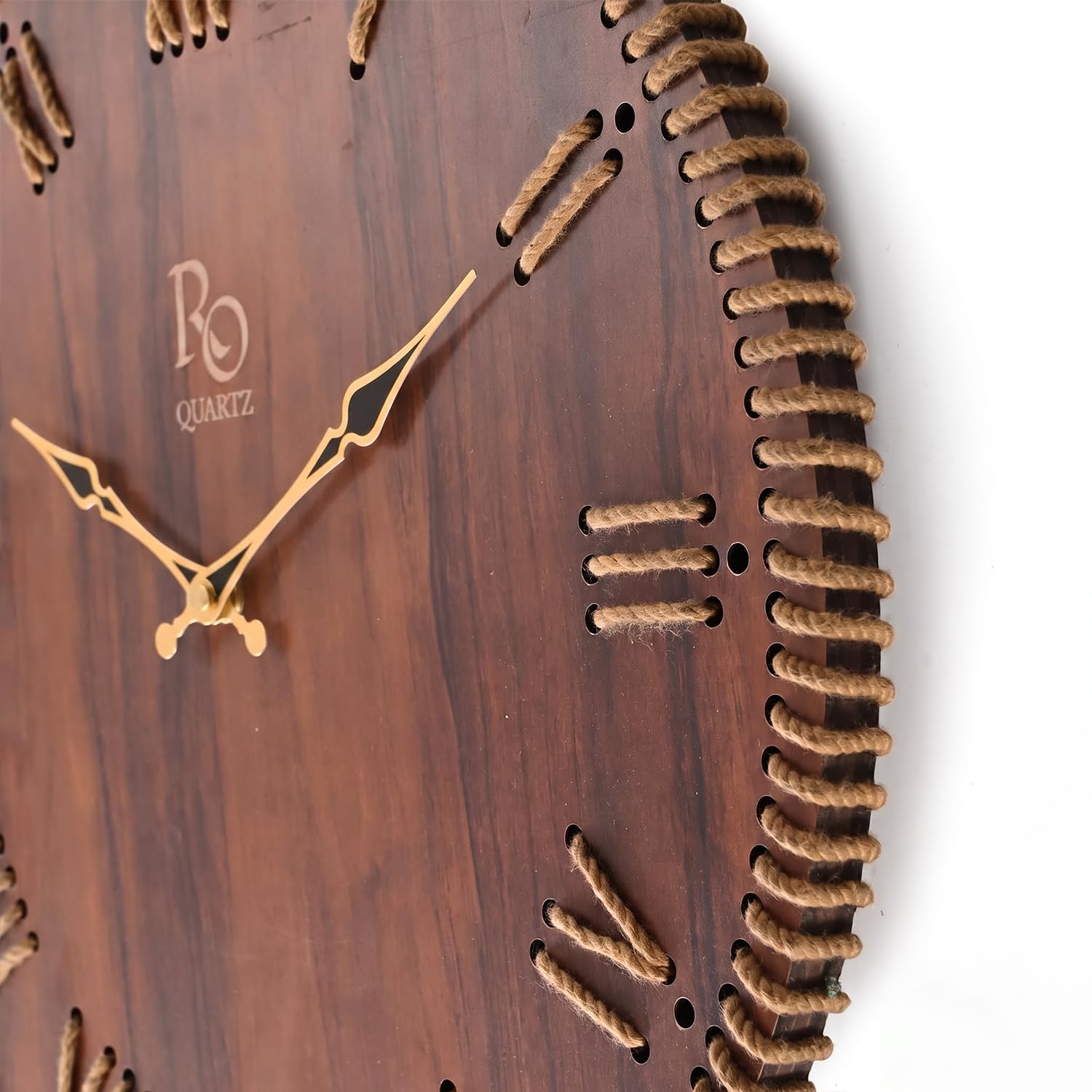 Vintage Wooden Roman Dial Wall Clock - Brown & Golden -5