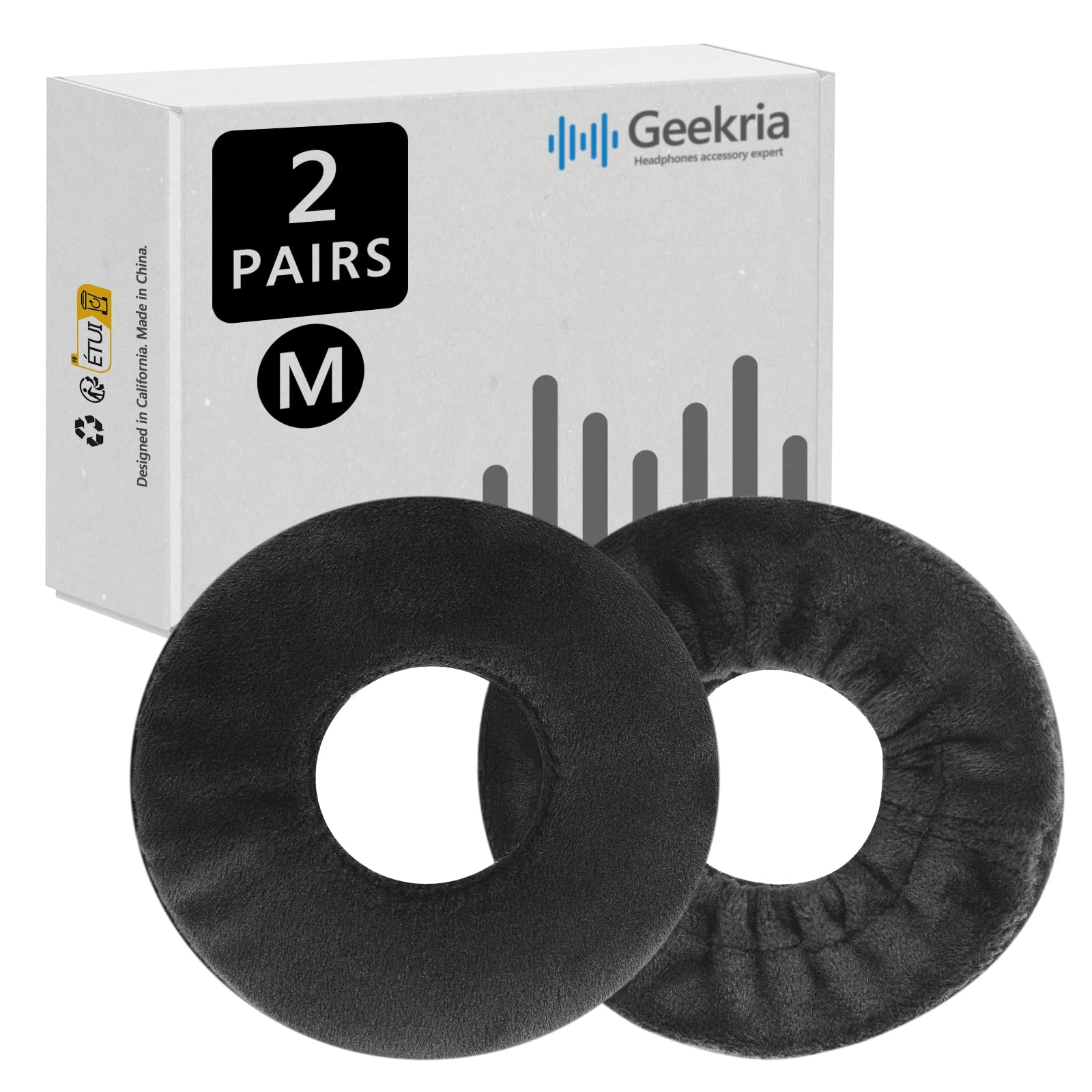 GEEKRIA 2 Pares de Fundas de Terciopelo para Auriculares, Protectores Sanitarios Lavables y elásticos para Almohadillas para Auriculares supraaurales, Cubierta contra el Sudor para Calidez y c - 2