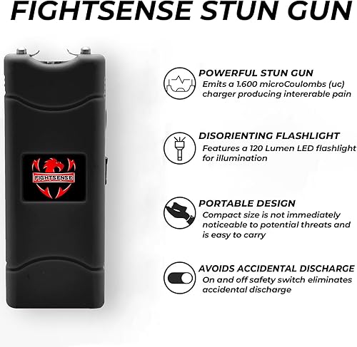 Miniatura 4 de FIGHTSENSE Mini Stun Gun Keychain & Pepper Spray Combo Pack for Self Defense Kit