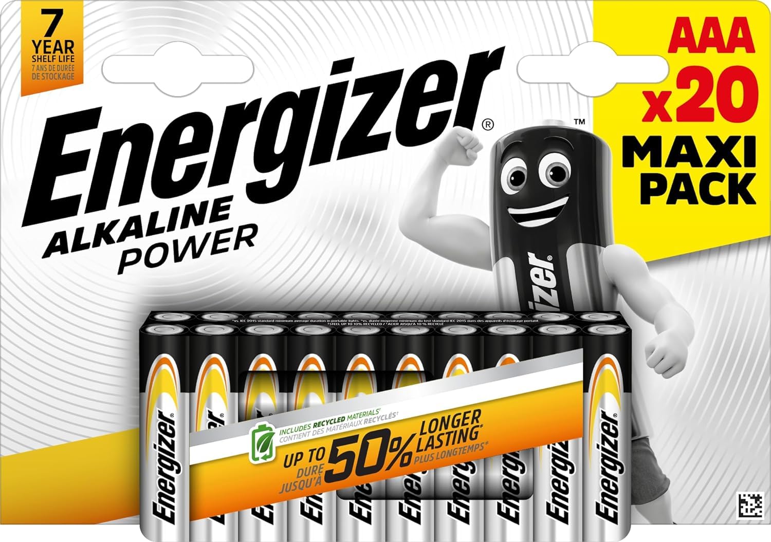 Energizer Alkaline Power – Pack of 20 Alkaline Batteries AAA/LR06