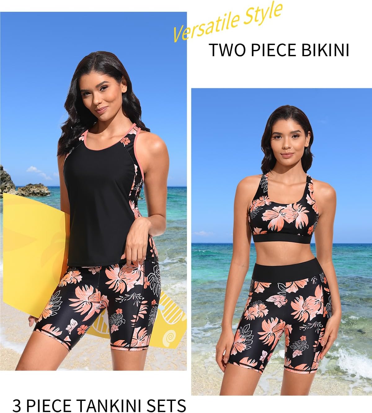 Tempt Me Women 3 Piece Tankini Swimsuits - Athletic Bathing Suits Swim Tank Top with Boy Shorts and Bra Modest Swimwear 2026 - Image 3
