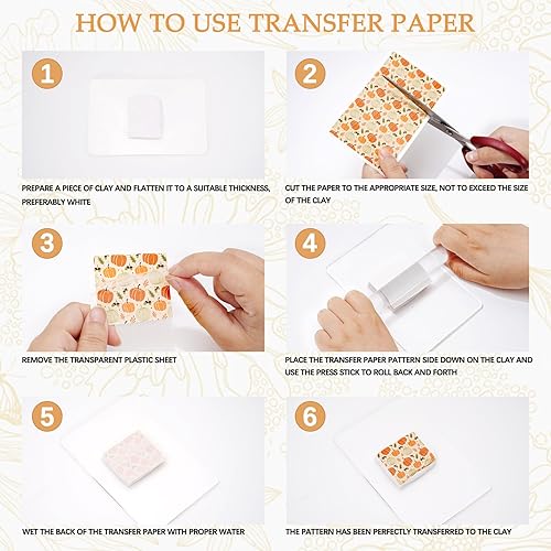 Miniatura 3 de Whaline 20 piezas de papel de transferencia de arcilla de otoño, hojas de arce, papel de transferencia de calabaza, papel de transferencia de