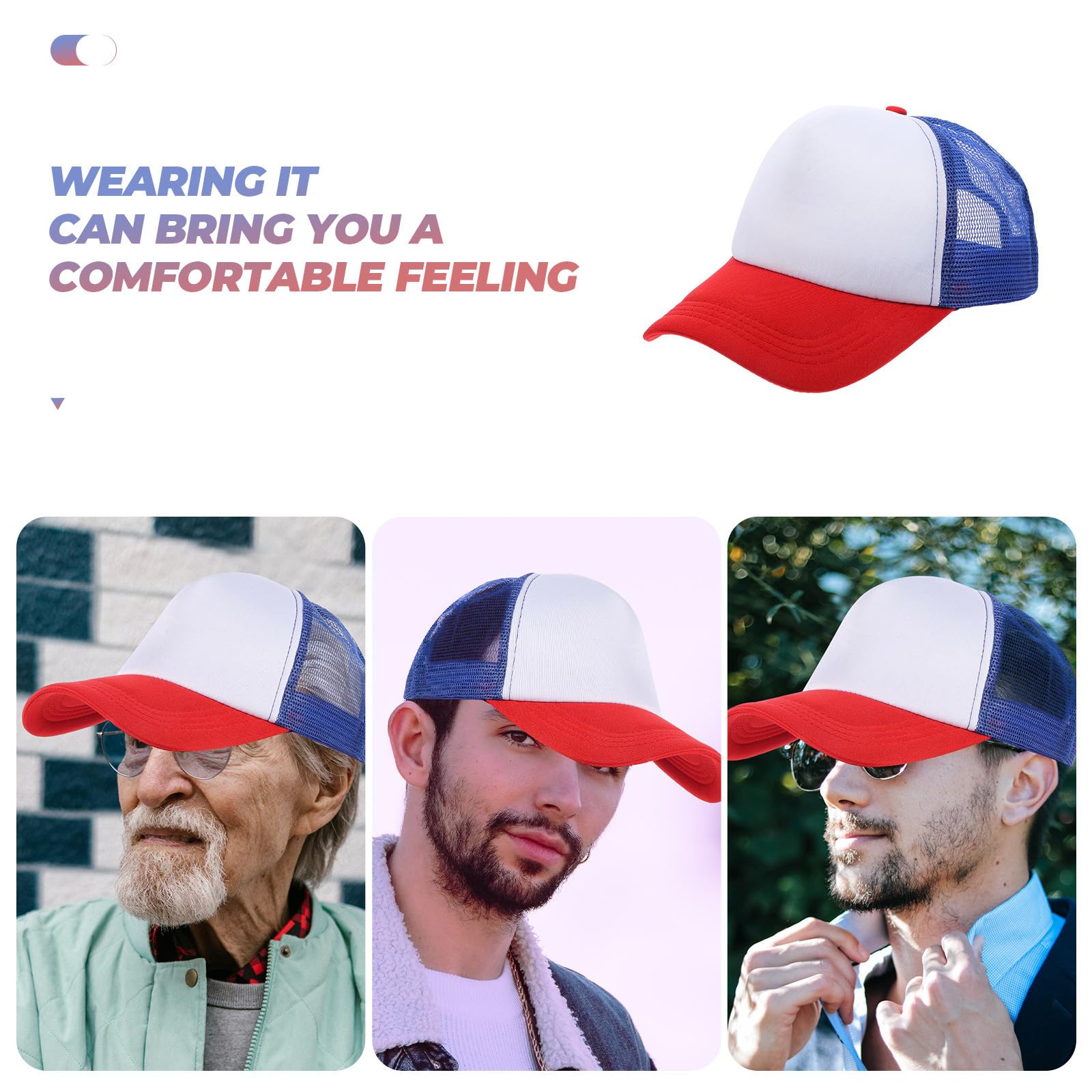 Homoyoyo 10 Gorras de Béisbol de Malla para Sublimación, en Blanco, 10 Piezas, Poliéster Ligero para Bricolaje y Uso Exterior