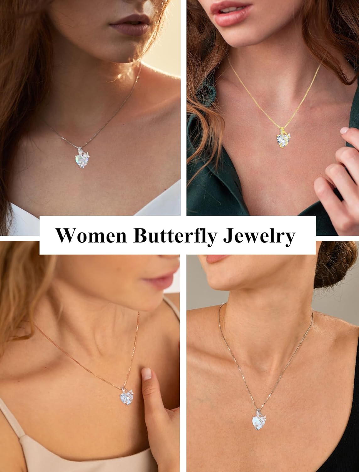 Butterfly Necklaces for Women Sterling Silver Infinity Heart Pendant Birthstone Jewelry Gift with 14k Yellow Gold/Rose Gold Plated - Image 3