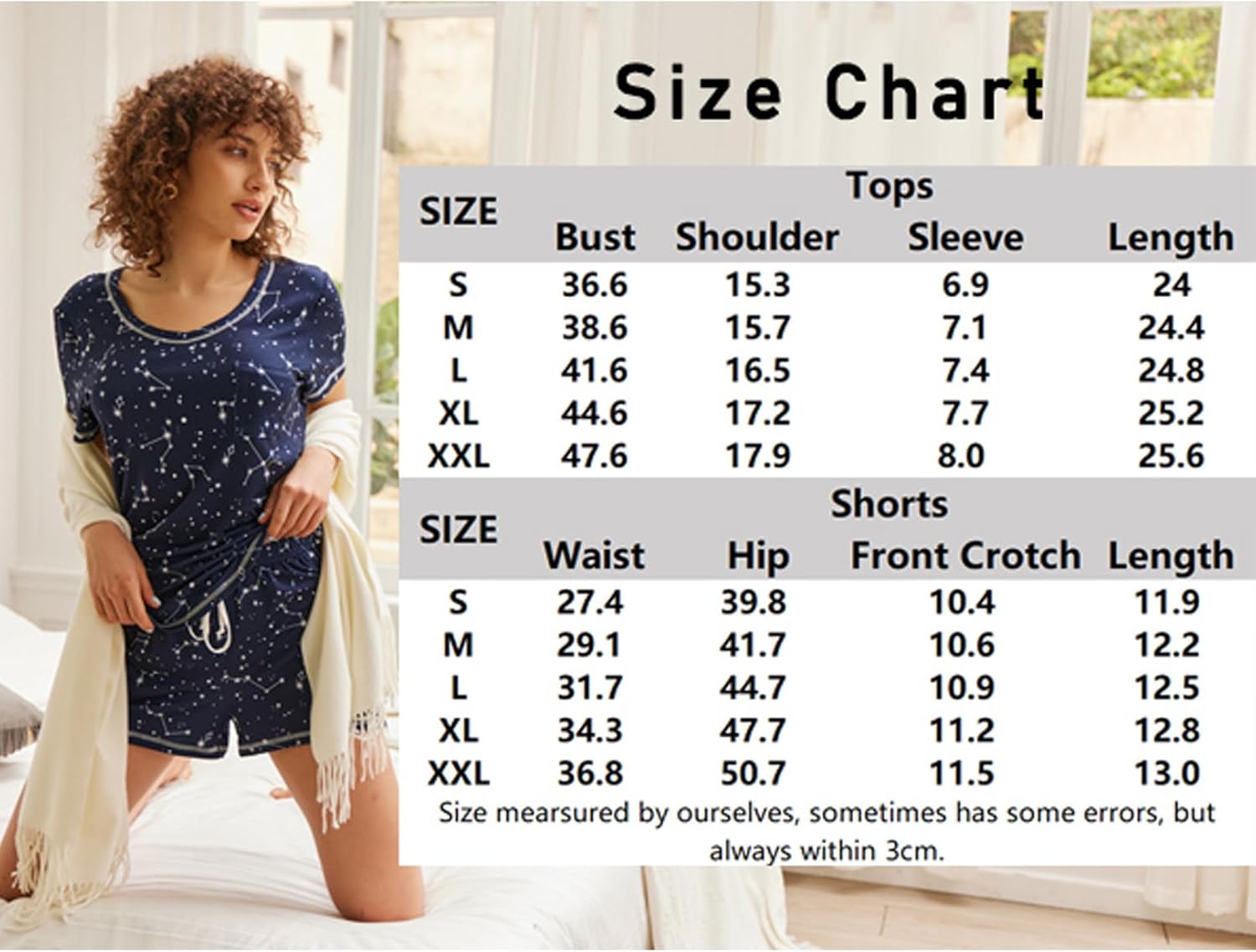 Ekouaer Women's Pajamas Sets Short Sleeve Lounge Sets Sleepwear Casual Two Piece Pjs With Pockets - Image 5