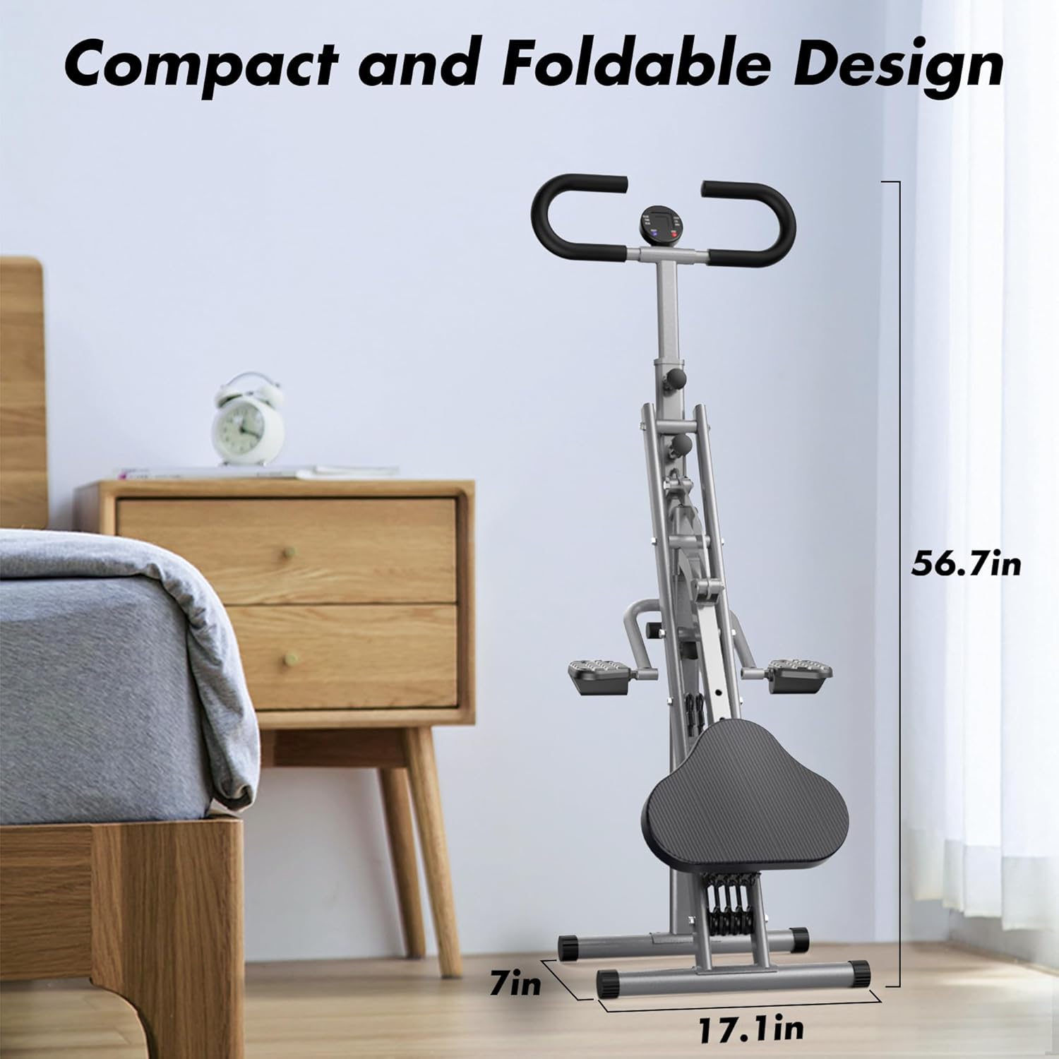 Folded and unfolded dimensions of the FLYBIRD Squat and Rowing Machine