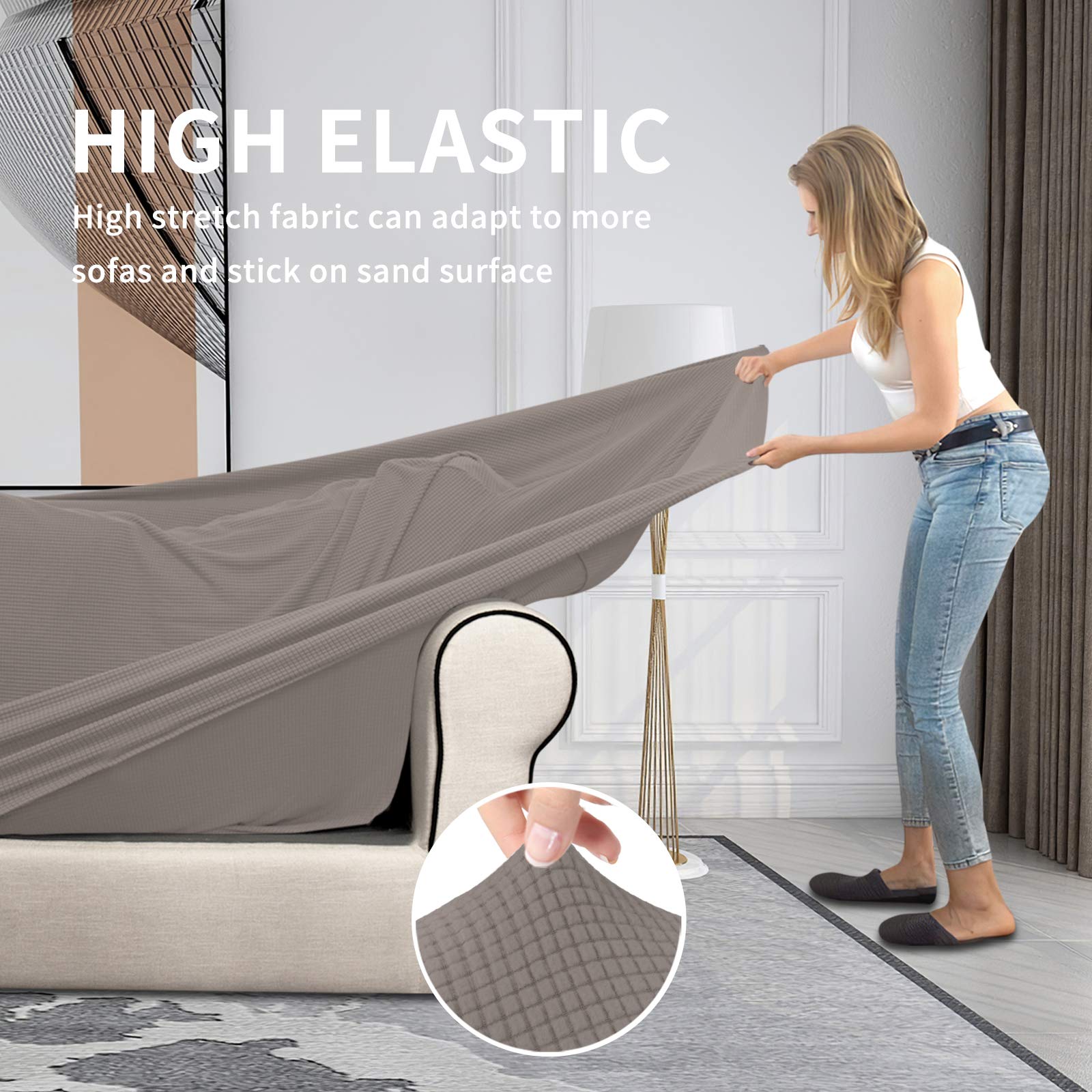 Easy Going - Funda elástica para sofá de dos plazas, para perros, lavable para sofá, para 2 cojines separados, tela elástica, Jacquard, protector de muebles, para niños y mascotas. 4