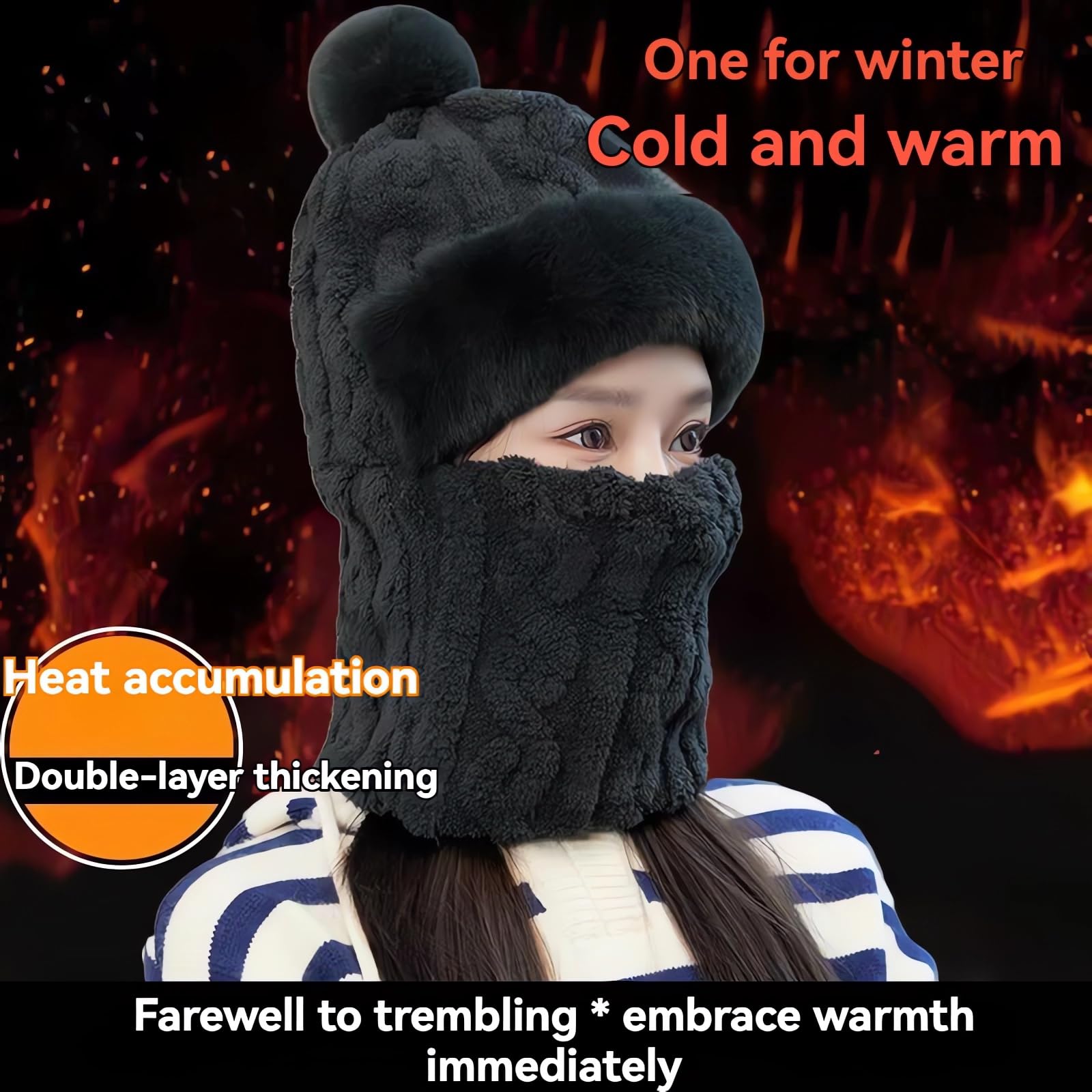 AILYFIRMO Integrated Ear Protection Windproof Warm Hat,New Winter Women's Cycling Windproof Warm One-Piece Hat (Style I,One Size)