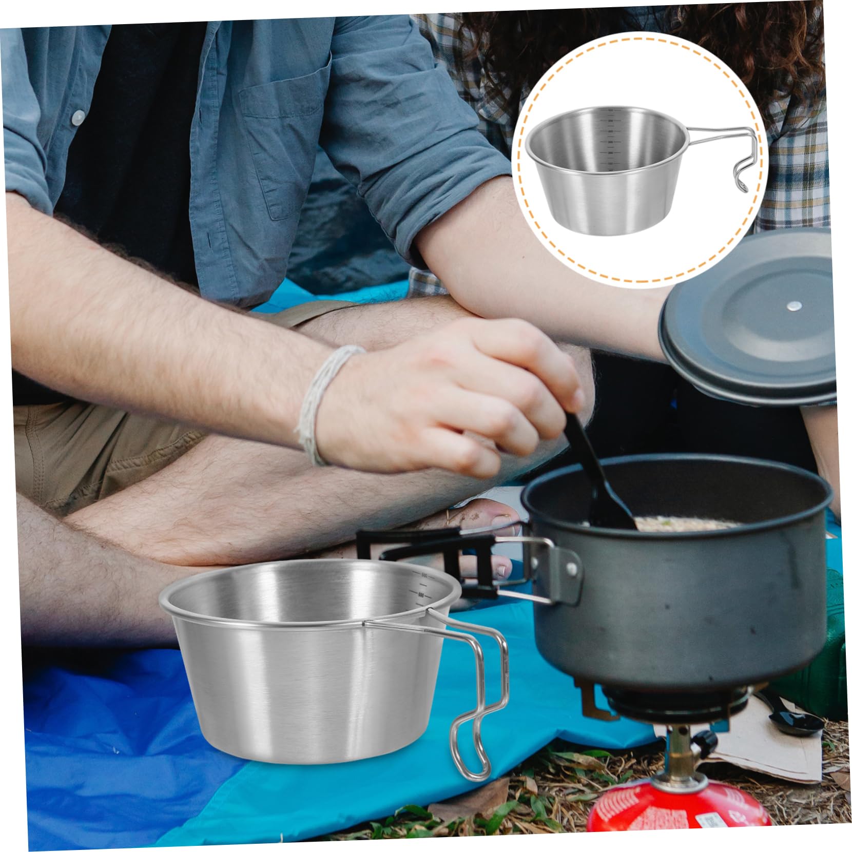 Abaodam Outdoor Stainless Steel Bowl Camping Handle Lightweight Picnic Bowl for Camping Hiking and Picnic Trips