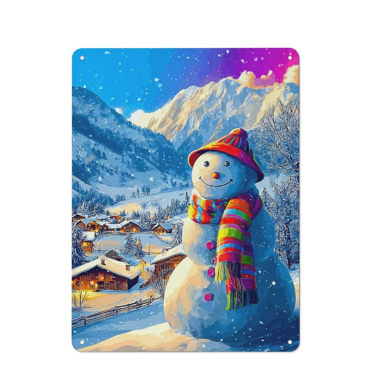 Junmoney Snowman In Winter Wonderland Retro Metal Sign 40X30cm For Living Room Or Hallway, For Updating Living Room And Hallway After Moving
