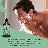Vista 2 de Striking Viking Champú para barba con árbol de té, biotina y aceite de jojoba – 17 oz de limpieza profunda, sin parabenos ni sulfatos para todo tipo