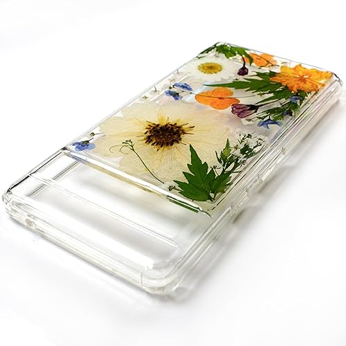 Miniatura 2 de Unique Real Pressed flower foral Clear Soft Phone cases cover With Bumper for Google Pixel 8 with large Flower Design Fit (Pixel 8)