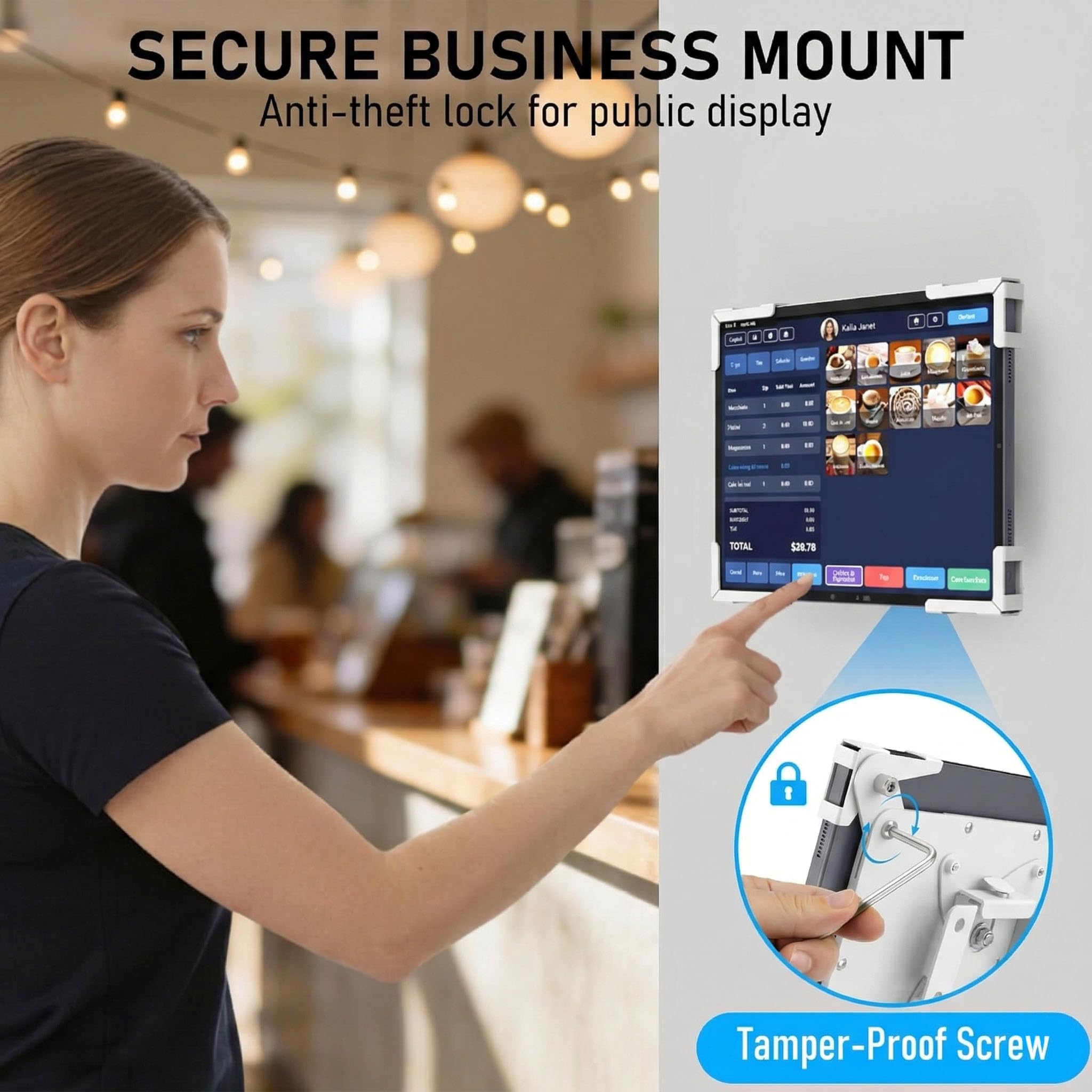 Soporte De Pared Para Tablet, Carcasa De Metal Antirrobo iPad Para Quiosco POS, Smart Home, Soporte VESA 75x75 De Bajo Perfil, Vertical U Horizontal, Para 10-14 Pulgadas Pro Air Galaxy Tab, Blanco