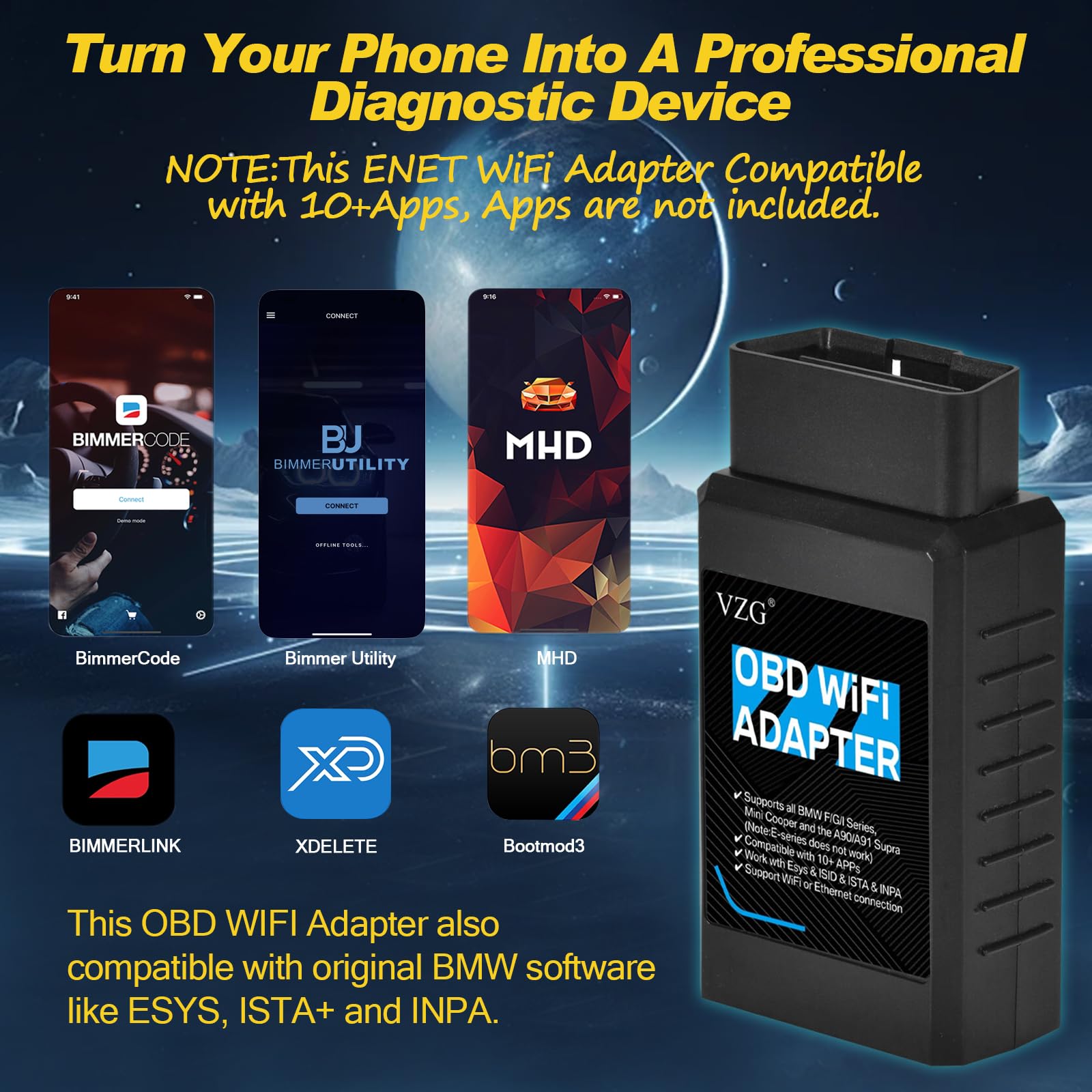 Amazon.co.jp: VZG BM3 WiFiアダプター、イーサネットとWiFiからOBD2へ