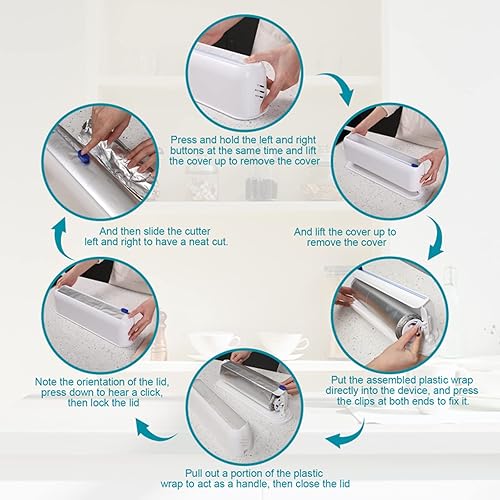 Miniatura 9 de Levvohd Dispensador de plástico de montaje en pared con cortador, grande compatible con película adhesiva de 12 x 750 pies, soporte de papel de