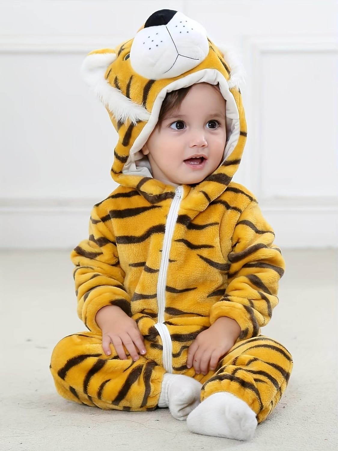 DarkCom Unisex Baby Tiger Costume Animal Onesie Toddler Hooded Romper Halloween Kids' Christmas Pajamas - Image 2