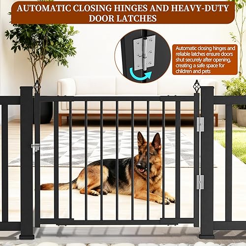 Miniatura 5 de Puerta de valla de cubierta resistente al aire libre, no requiere cortes, mejorada y ajustable de 37.4 a 49.2 pulgadas de ancho x 37 pulgadas de