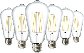 Sunco 6 Pack Edison Bulbs LED ST64 (ST19) Clear Glass Filament, Dimmable | 800LM, 8.5W=60W, 2700K Soft White, E26 Medium Base, Decorative Vintage Antique Lamp Bulb, Waterproof, String Lighting