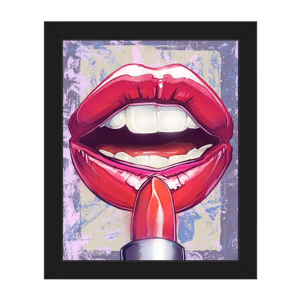 リップスティックの絵画 キャンバスにキス・キス・キス！ 口紅と “くちびる” で描く「リップ