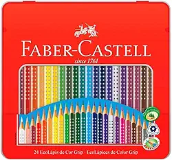 Lata EcoLápis Grip 24 Cores, Faber-Castell, 121024LT, Grafite