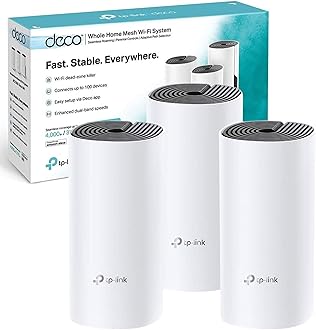 Deco M4 Whole Home Mesh Wi-Fi System, Up to 4000 sq ft Coverage, Qualcomm CPU, Dual-Band AC1200 with Gigabit Ports, Compatible with Amazon Echo/Alexa, Parent Control, Pack of 3