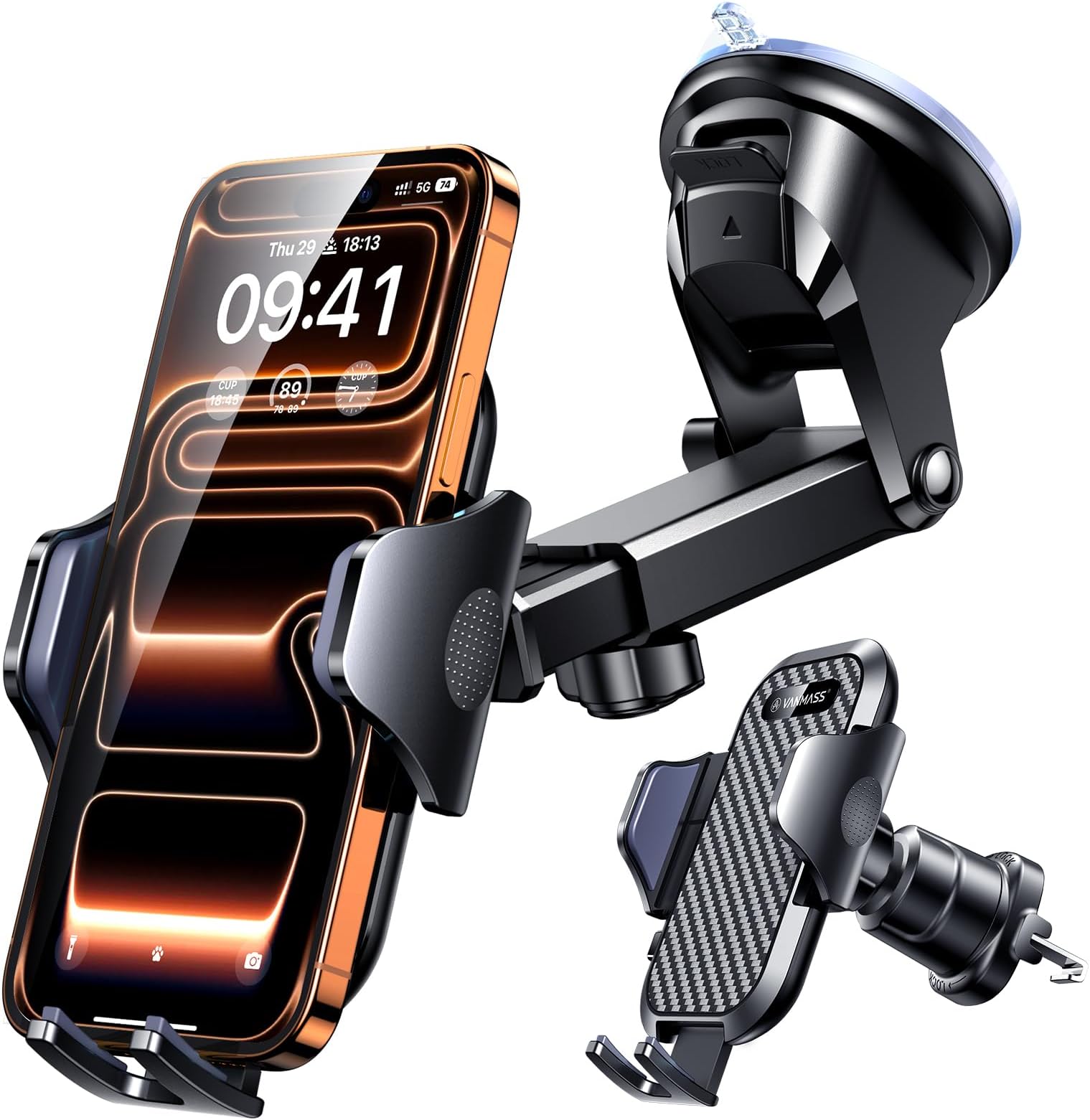 2026 BEST Car Phone Holder [Upgraded Suction&Clip] Military-Grade Rotatable Universal Mobile Mount for Dashboard Windscreen Vent, Van Stand Cradle for iPhone 17 Pro Max 16 15 14 13 Samsung S26