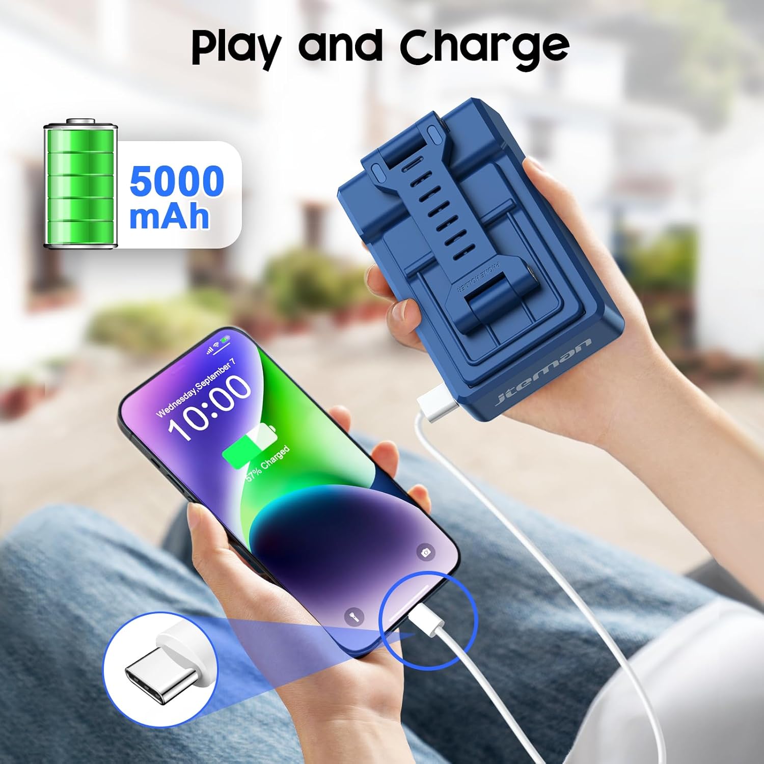 JTEMAN Gifts for Men Women,Cell Phone Stand with Bluetooth Speaker,Cool Tech Gadgets,Unique Birthday Gifts for Men Husband Mom Dad-Blue