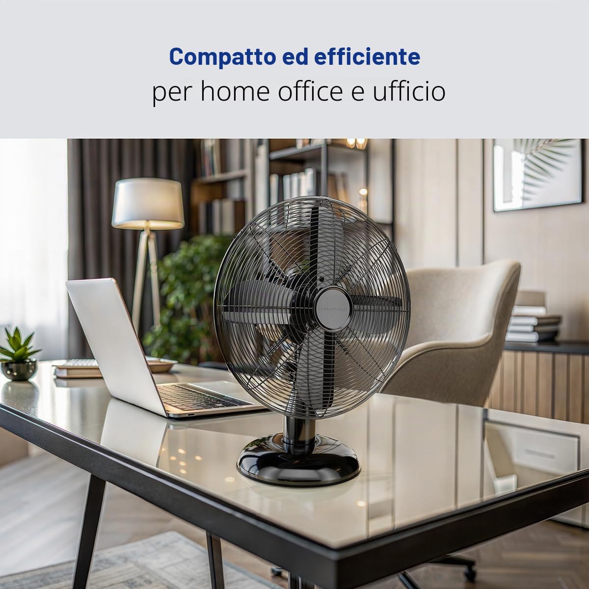 Ventilatore da tavolo di design in acciaio inossidabile 30 cm Proficare PC-VL3063M-Nero