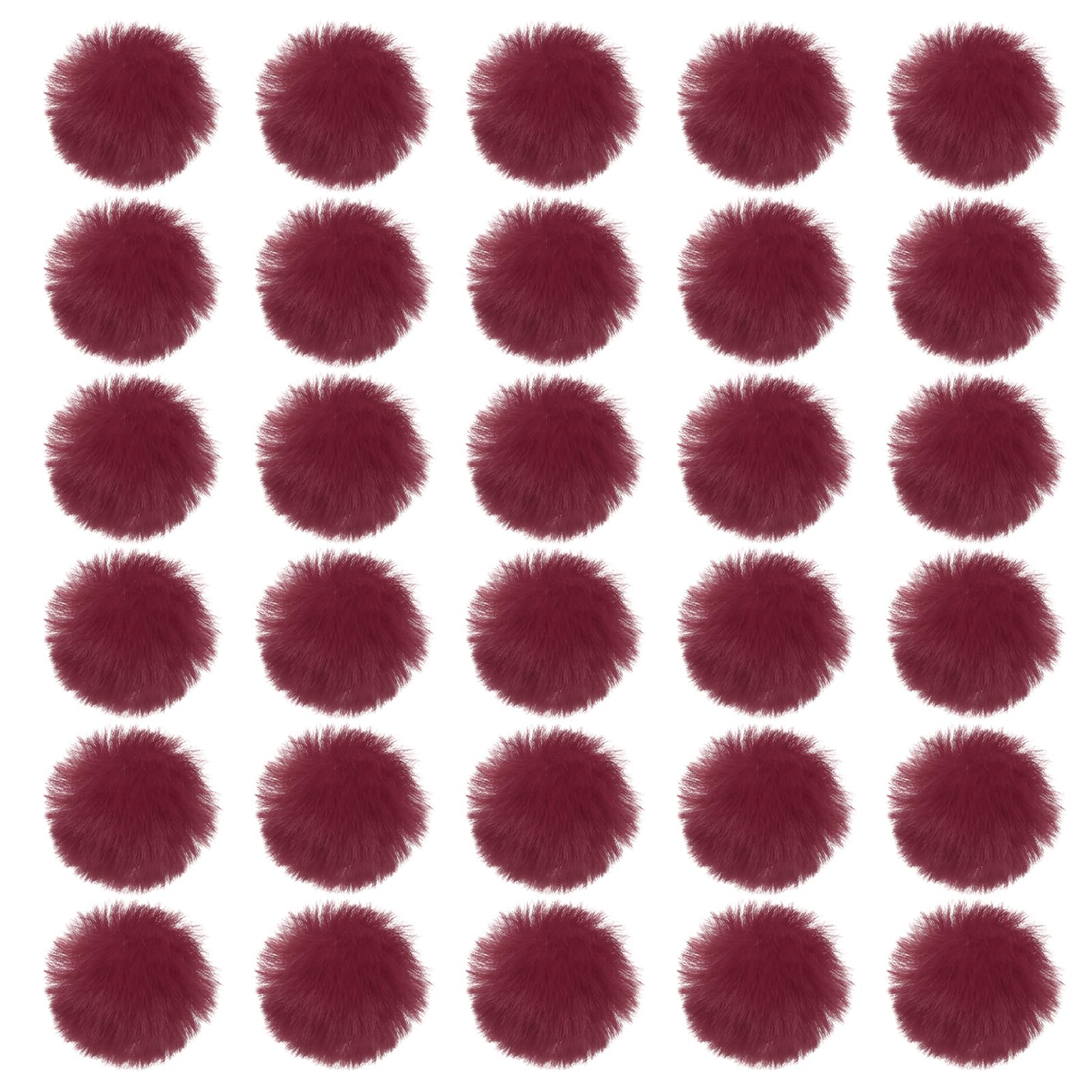 PATIKIL Faux Fur Pom Poms for Hats 30 Pcs Fluffy Soft Fur Poms Balls with Elastic Loop for Keychain Knitting Hats DIY Scarves Gloves Bag Christmas