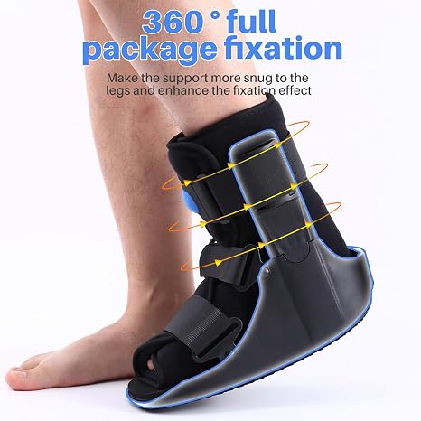 Inflatable Walking Boot, Air Cam Walker Fracture Boot Orthopaedic boot for Sprained Ankle, Short Air Walker Brace for Broken Foot Achilles Tendon Injury Black (M)