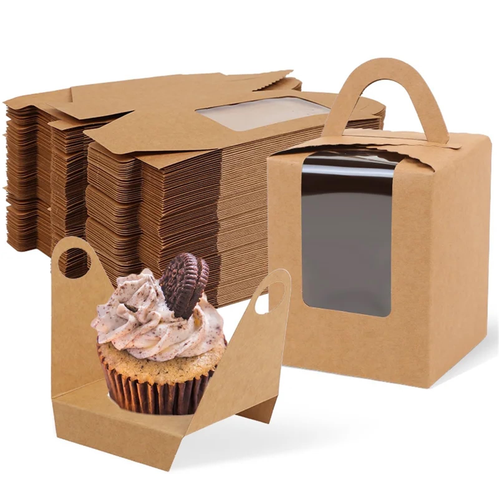 Caja Para Tartas Cajas individuales for cupcakes (10-30 unidades) - Soporte for pasteles Ideal for bodas, baby showers, cumpleaños y decoración de fiestas(White,30pcs)