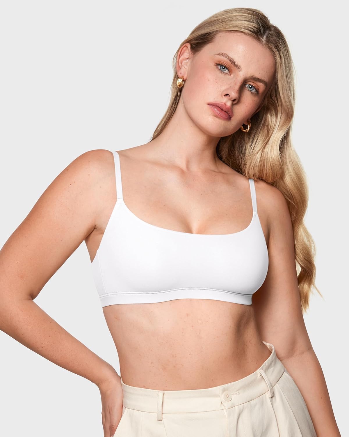 INLYRIC Women's Inbarely Soft Bralettes - Cami Bras No Underwire Seamless Unlined Comfort Bralette