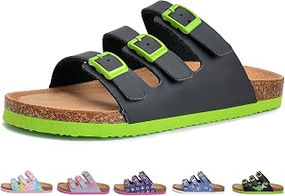 Torotto Pantoletten Kinder Mit Kork Hausschuhe Mädchen Jungen Schlappen Riemen Verstellbare Schnalle Rutschfeste Pantoffeln für Drinnen und Draußen