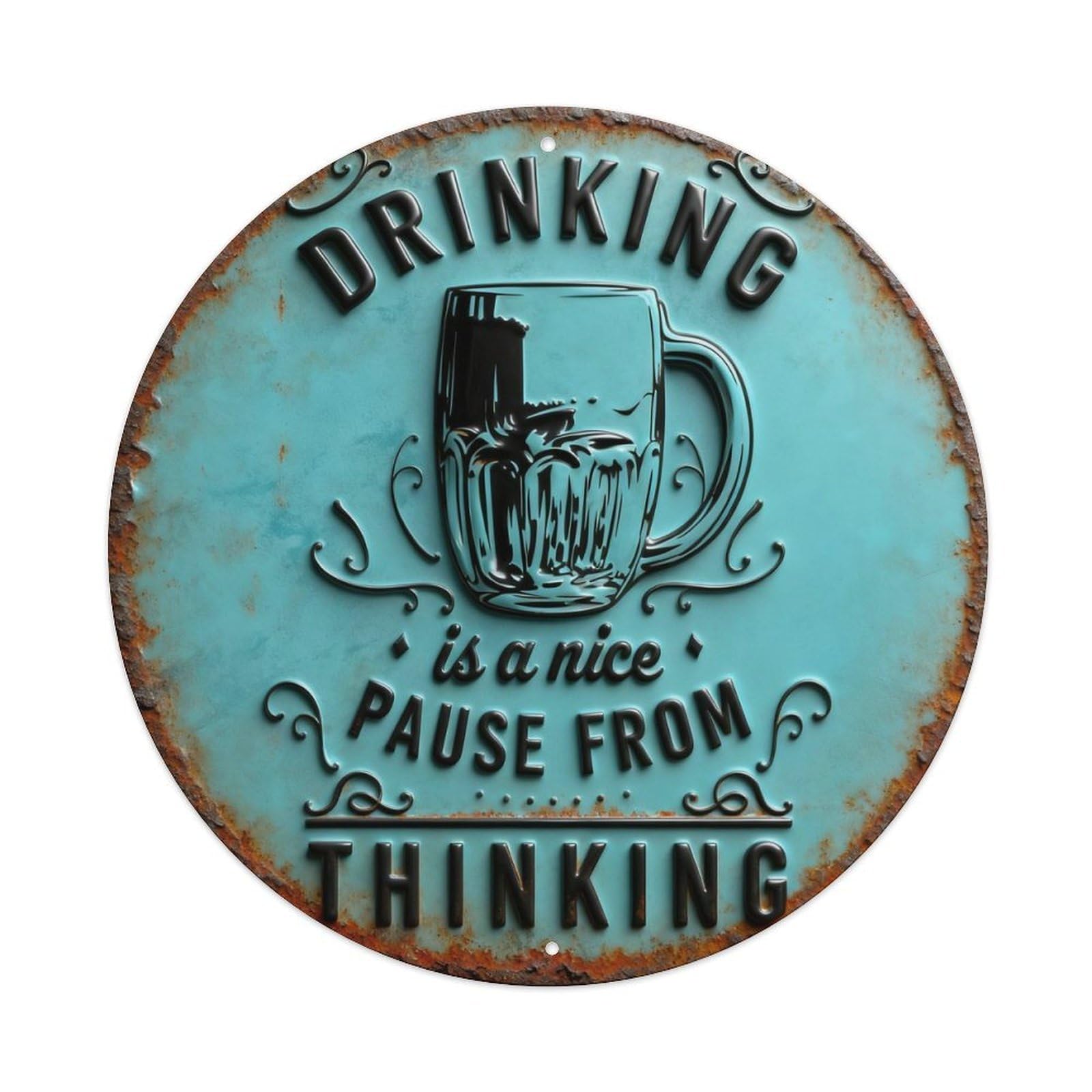 Zlatcbu Vintage Drinking Is A Nice Pause From Thinking Metal Tin Sign Retro Wall Art Poster, Decor For Home Living Room Bar Cafe Garage, 8X8 Inch